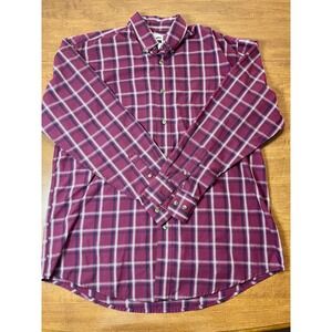 Wrangler Riata Men's Dark Red Burgundy Plaid Long Sleeve Button‑Up Shirt L